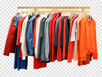 Assorted-color top and bottoms lot, Clothing Used good Retail Shopping Sales, Clothes in the closet transparent background PNG clipart