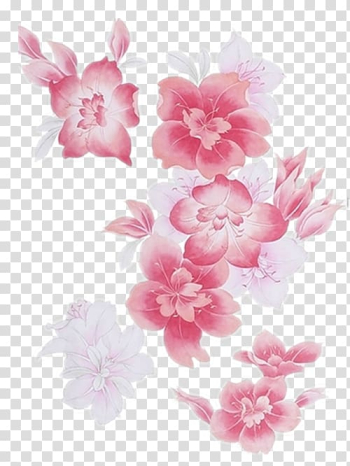 Pink flowers , Motif Watercolor painting Drawing, Hand-painted peach flowers transparent background PNG clipart