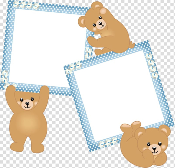 Three bear and two frames, frame Infant Boy, Blue bear frame transparent background PNG clipart