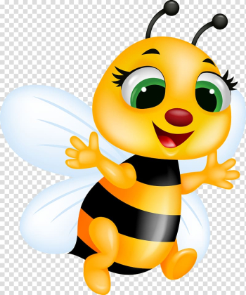 Animated yellow bee illustration, Bee , Cute bee transparent background PNG clipart