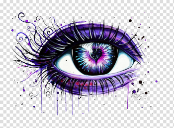 Purple eye art, Abziehtattoo Eye liner Drawing, broken heart transparent background PNG clipart