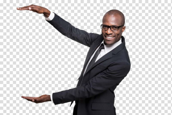 Man gesturing size, Black Happiness African American, Recommended gesture business people do transparent background PNG clipart