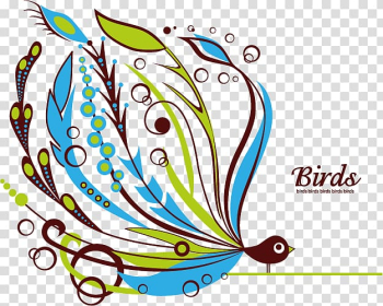 Drawing Flower Ornament, Creative abstract birds transparent background PNG clipart