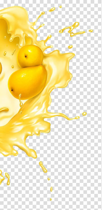 Yellow fruit with liquid , Juice Milk Cattle Mango, Mango milk background transparent background PNG clipart