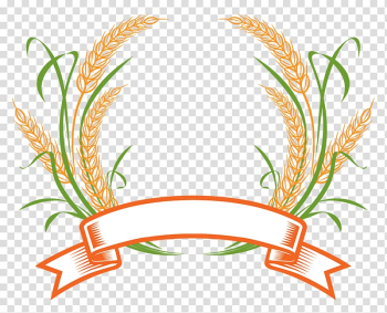 Orange and green leafed plant with ribbon template, Wheat Logo Cereal , Wheat logo transparent background PNG clipart