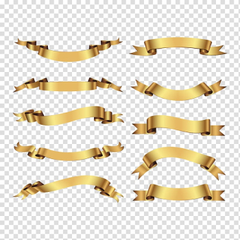 Gold ribbon lot, Euclidean Ribbon, golden ribbon transparent background PNG clipart