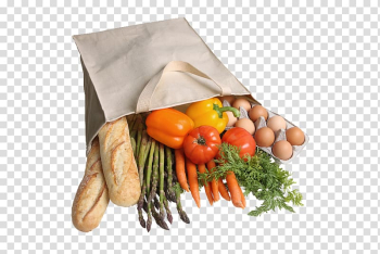 Organic food Paper Grocery store Supermarket Shopping bag, The vegetables and the bread in the shopping bag transparent background PNG clipart