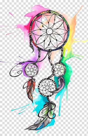 Dreamcatcher Tattoo , Watercolor Dreamcatcher, multicolored dream catcher painting transparent background PNG clipart