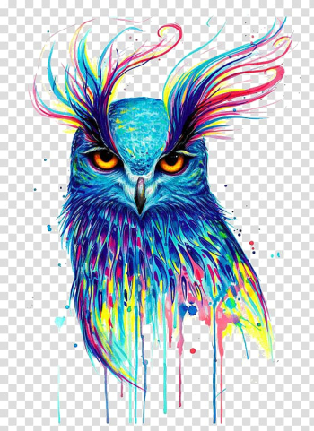 Multicolored owl pop art illustration, Owl Canvas print Printing Painting, owl transparent background PNG clipart