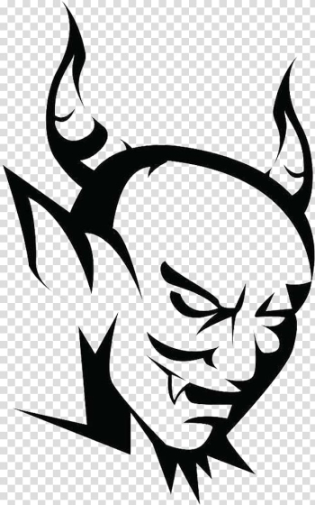Devil Satanism Symbol, Black and white Satan transparent background PNG clipart