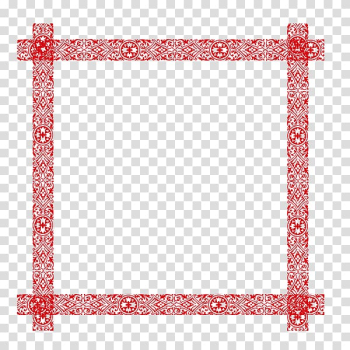 Red frame illustration, Chinese New Year New Years Day , New Year Lantern Chinese New Year festive red border transparent background PNG clipart