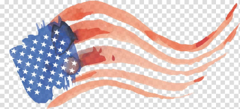 US flat , Flag of the United States, Wave watercolor American flag transparent background PNG clipart