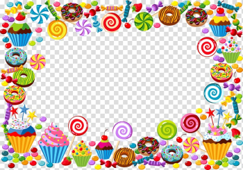 Candy cane Bonbon Gummy bear, candy border, multicolored dessert frame transparent background PNG clipart