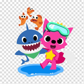 Pinkfong Baby Shark Song, little baby, shark and cat animated character illustration transparent background PNG clipart