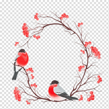 Painting Snowman Christmas Illustration, Hand-painted birds border plant transparent background PNG clipart