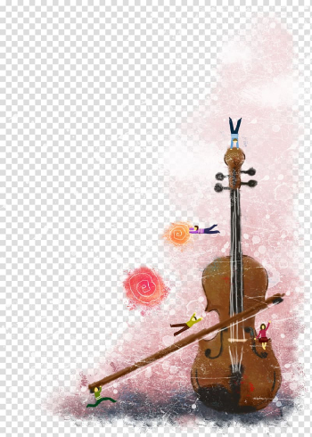 Cello Violin family Illustration, Cartoon painted violin transparent background PNG clipart