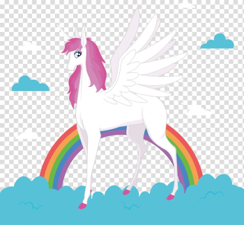 Horse Illustration, White Pegasus transparent background PNG clipart