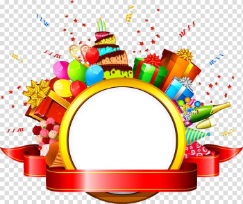 Balloons, cakes and gifts template, , birthday present transparent background PNG clipart