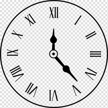 Analog clock illustration, Clock face Alarm clock Roman numerals, Hand painted black clock transparent background PNG clipart