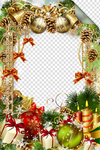 Christmas ornament iPhone X frame, Christmas pine cones frame transparent background PNG clipart