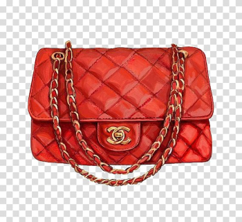 Quilted red Gucci leather bag, Chanel Handbag Watercolor painting Fashion, Women bag transparent background PNG clipart