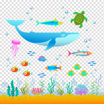 Graphic design Illustration, deep-sea animals transparent background PNG clipart