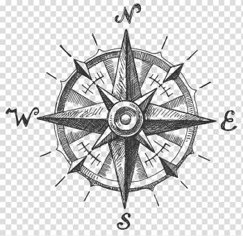 Compass logo, North Compass rose, ink in water transparent background PNG clipart