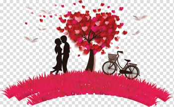 Falling in love Romance Significant other Feeling, Tanabata romantic love stickers, couple near tree painting transparent background PNG clipart