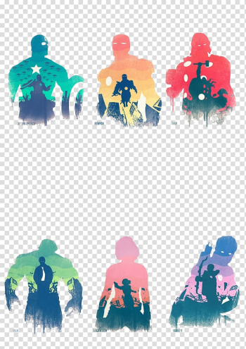 Six abstract paintings, Spider-Man Thor, Spider-Man creative graphics transparent background PNG clipart