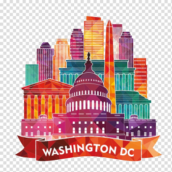 Washington DC , Washington, D.C. Skyline illustration Illustration, Colorful Building Washington DC Silhouette transparent background PNG clipart