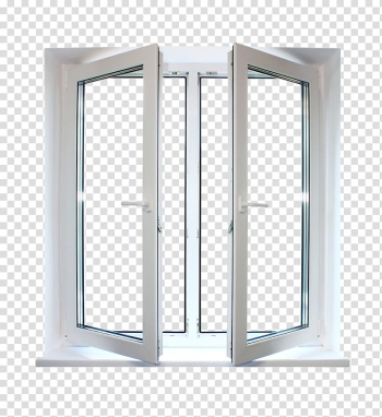Opened white wooden frame clear glass door, Window blind Aluminium Carpenter Door, Opened windows transparent background PNG clipart