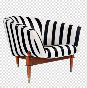 Couch Furniture Club chair Bar stool, Black and white striped sofa transparent background PNG clipart