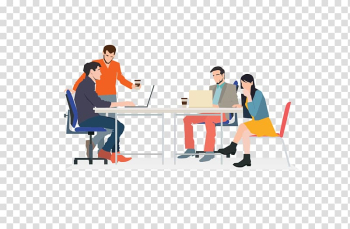 People front of table illustration, Meeting Coworking Infographic Businessperson, business meeting transparent background PNG clipart