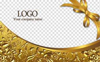Gold ribbon, Business Card Design Template, Gold pattern card transparent background PNG clipart