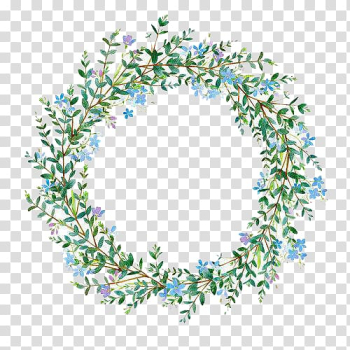 White and green foliage wreath frame illustration, Flower Wreath illustration Illustration, Grass flower ring transparent background PNG clipart
