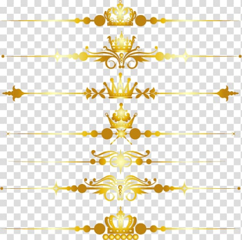 Brown border illustration, Gold, Gold crown decorated dividing line transparent background PNG clipart