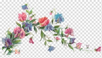 Flower Paper Painting , Flower vine, pink and blue flowers transparent background PNG clipart