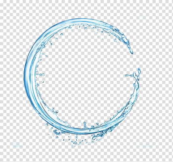 Round water splash illustration, Blue water border transparent background PNG clipart