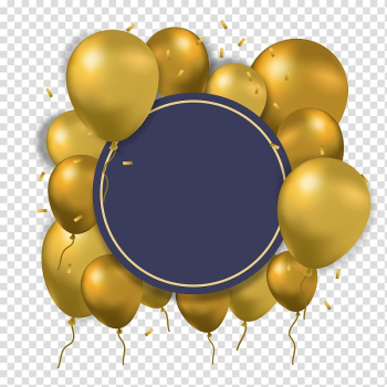 Gold balloons illustration, Balloon Gold Computer file, golden Balloon transparent background PNG clipart