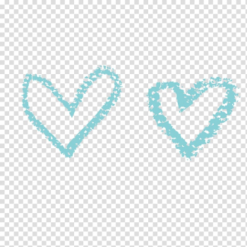 Two teal heart drawings , Sidewalk chalk Heart Borste, Love chalk brush transparent background PNG clipart