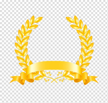 Gold scroll ribbon design, Laurel wreath , Gold Ribbon transparent background PNG clipart