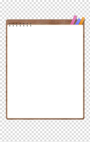 White notepad with brown board , Paper Text frame Yellow Pattern, notebook transparent background PNG clipart