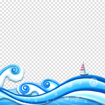 Wind wave Cartoon Speech balloon, Blue Wave transparent background PNG clipart