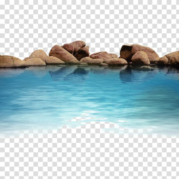 Painting of water and rocks, Animation , Blue lake transparent background PNG clipart