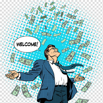 Man surrounded by money , Bank Money Finance Business, Successful business people transparent background PNG clipart