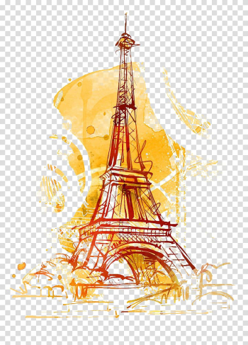 Eiffel Tower illustration, Eiffel Tower Arc de Triomphe Statue of Liberty Tokyo Tower Illustration, France Eifel Tower watercolor stick figure illustration transparent background PNG clipart