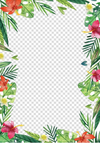 Hawaii Flower, Hawaii flowers and plants, green and pink floral border illustration transparent background PNG clipart