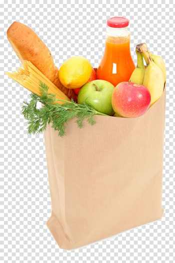 Organic food Shopping bag Fruit Grocery store, Bag of vegetables and fruits transparent background PNG clipart
