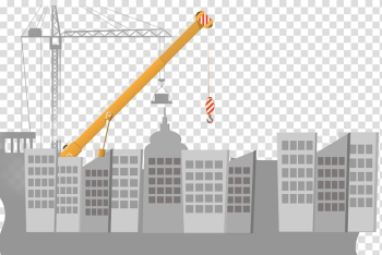 Orange crane animated illustration, Architecture Architectural engineering Cartoon, Building construction transparent background PNG clipart