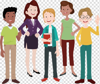 Group of people , Animation Cartoon Drawing , Five people business team transparent background PNG clipart